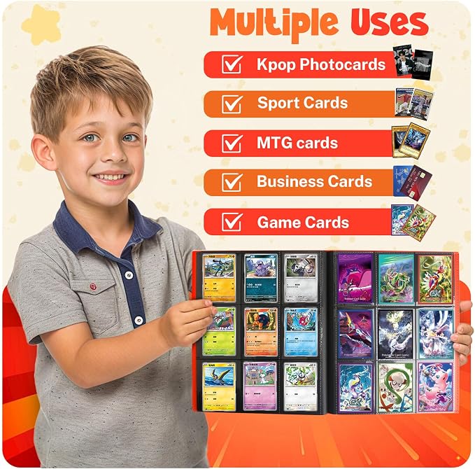 Card Binder, 9 Pocket Trading Card Album Folder,20 Pages, 360 Card Capacity Sports Card Binder, Premium Card Binders Compatible with MTG, TCG, Baseball Cards (Red)