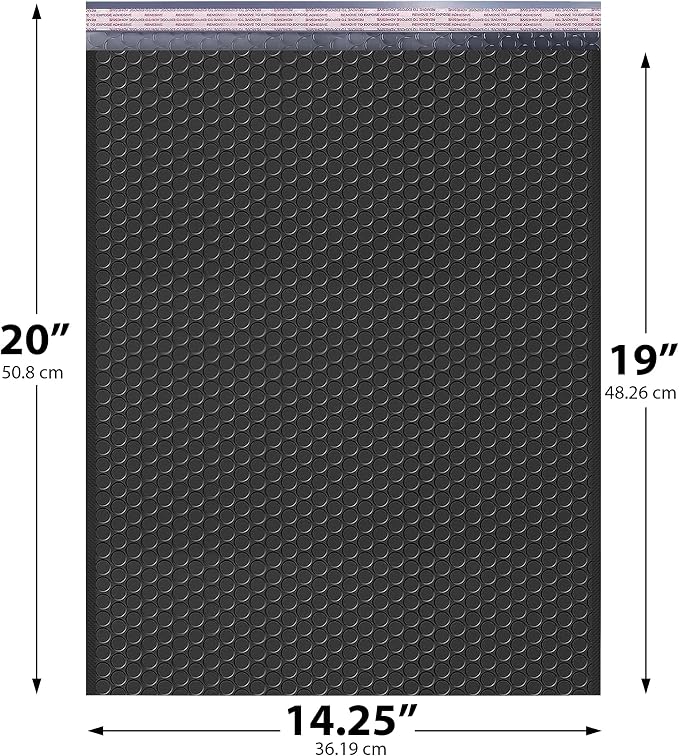 Jet Black Bubble Mailers 14.25x20 Poly Padded Envelopes #7 100 Pack | Holds Clothing & Bulk Items, Self-Seal Closure, Cushioned Protection, Water-Resistant Poly, Bulk Pack
