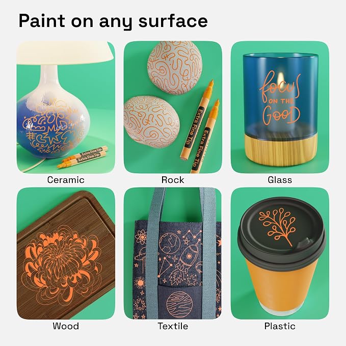 ARTISTRO Orange Acrylic Paint Markers - 0.7mm Extra Fine-Tip - Set of 2 | Paint Pens, Perfect for Crafting, Art Projects, & More