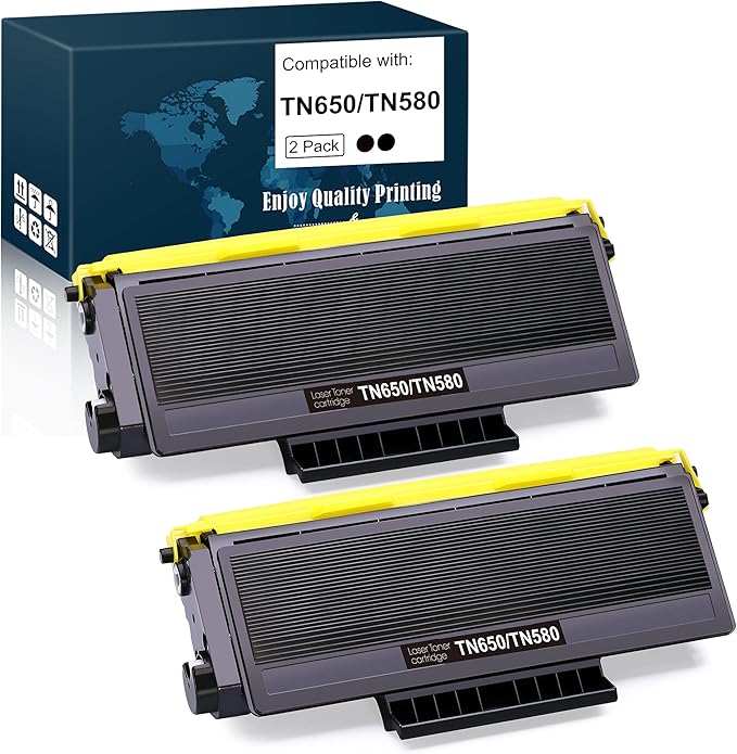Compatible Toner Cartridge Replacement for Brother TN650 TN-650 TN580 TN-620, HL-5370DW HL-5250DN HL-5340D HL-5240 MFC-8480DN MFC-8860DN MFC-8890DW (High Yield, Black, 2-Pack)