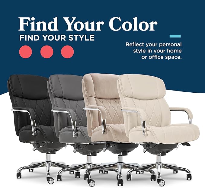 La-Z-Boy Sutherland Ergonomic Faux Leather Swivel Computer and Desk Chair, Black (CHR10048A)