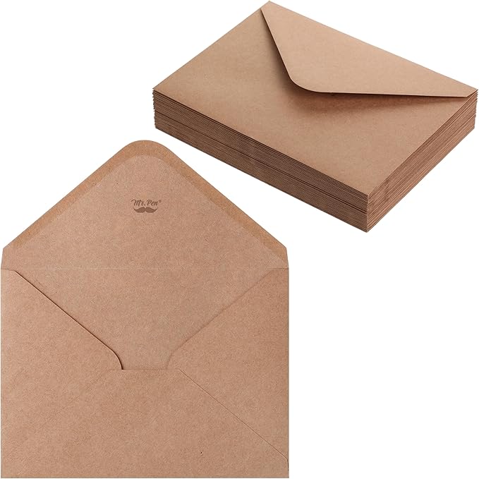 Mr. Pen- Kraft Envelopes, 39 Pack, 5 x 7 Inch, A7 Envelopes, Brown Envelopes, Card Envelopes, Kraft Paper Envelopes, Invitation Envelopes, Postcard Envelopes