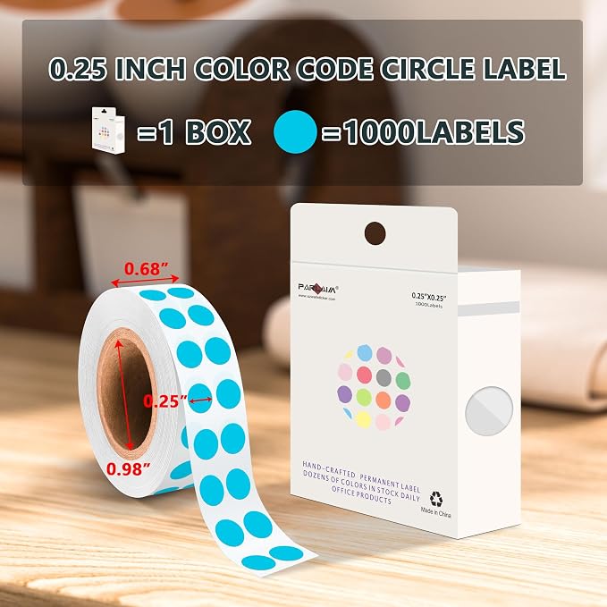 PARLAIM 1/4 Inch Circle Sticker Labels,1000 Stickers Round Color Coding Circle Dots Stickers, Adhesive Roll Dot Label for Inventory Organize, File Classification(Teal)