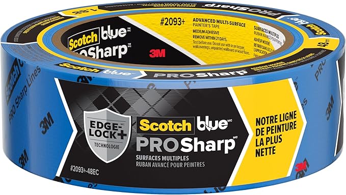 ScotchBlue PROSharp Painter's Tape 2 Inch Wide (1.88 in x 60 yd) 1 Roll Blue Tape Protects Surfaces and Removes Easily, Edge-Lock Tape for Indoor and Outdoor Use (2093+-48EC)