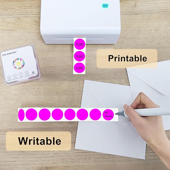 1 Inch Round Thermal Sticker Labels,Color Dot Stickers,Label Stickers,Waterproof,Oil Proof,for Thermal Printers,DIY,Office,Retail,Home and Warehouse Organization,1000 Pcs Fluorescent Purple