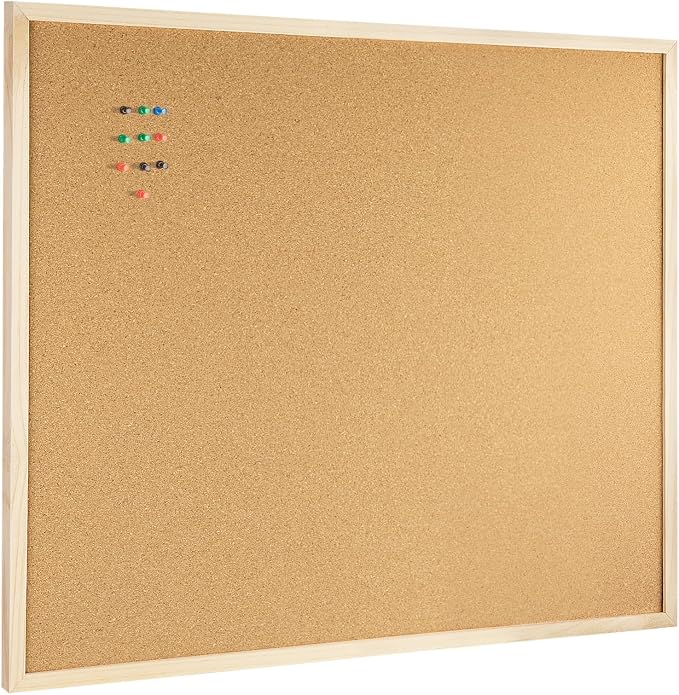 OWLKELA Cork Bulletin Board, 24" x 36",Wood Oak Frame | Decorative Hanging Pin Board, Ideal for Home Office Classroom, School and Dorm