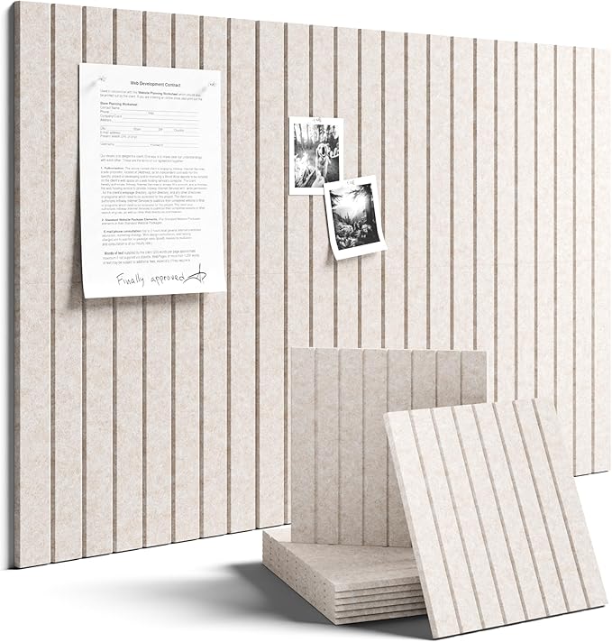 Fluxynara 36" x 24" Large Felt Bulletin Board, Oatmeal | 6 Pack Cork Board Alternative with 30 Safe Adhesive Tabs, Pin Boards for Wall Decor, Home, Office, Classroom,Dorm