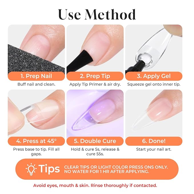UNA GELLA Gel Nail Glue, Solid Nails Gl ue Gel 40g Lamp Curing Needed Soak Off G LUE Strong Nail G LUE G el for Acrylic Fake Nails Tips Extension Press On Nails for Gelly Tips