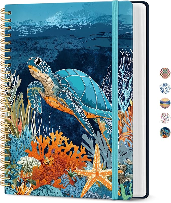 Spiral Notebook for Work Thick Hardcover Lined Journal for Note Taking | Deep Bearings 300 Pages (7.1"x10") B5 College Ruled Journal for Women & Writing, Fit for Office Home School Supplies