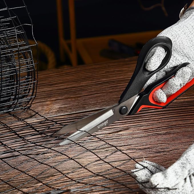 LIVINGO 9-Inch Industrial Scissors - Heavy Duty All Purpose Shears | Non-Slip Grip with Stainless Steel Blades for Cardboard, Fabric, Leather, Packaging, Workshop and Home Projects