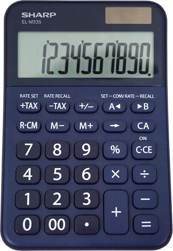 Sharp EL-M335 10-Digit Extra Large Desktop Calculator with Currency Conversion Functions, Tax, Percent and Backspace Keys, and a Large Angled LCD Display, Perfect for Home or Office Use | Extra Large Display, Currency Conversion Functions, Tax, Percent...