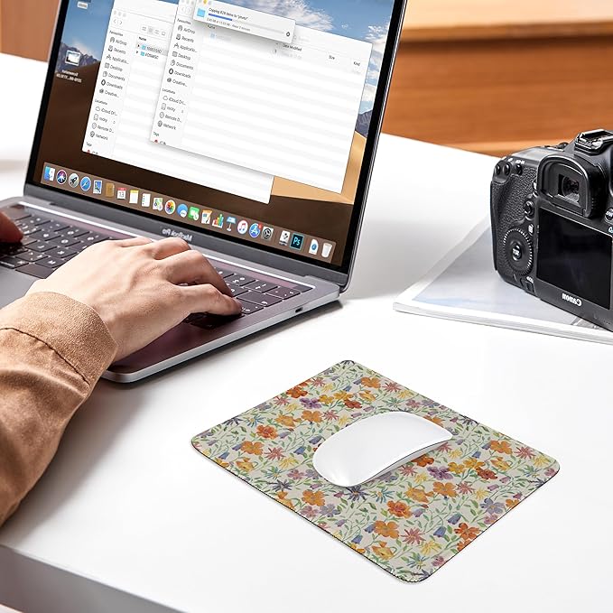 Premium Stitched Mouse Pad 10.2 x 8.3 in | Smooth, Washable Desk Mat with Non-Slip Base | Personalized Cute MousePads for Gaming,Work,Laptop, Computer, Office, Home (Spring Blooms)