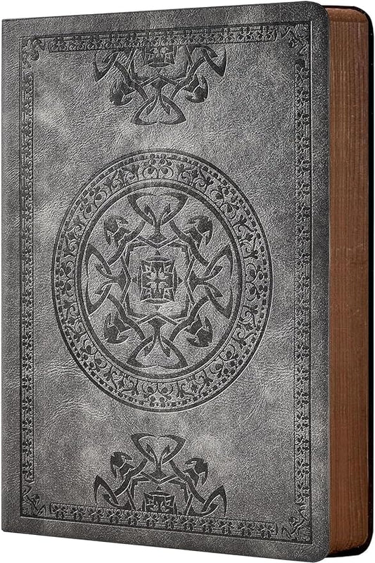 CAGIE Leather Vintage Journal for Men Soft Cover Lined Pages Notebook 180 Lay Flat for Writing Travel Diary, 5.7'' x 8.3'', Grey