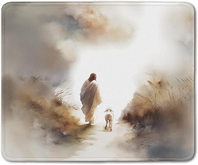 Christian Jesus Leaves The 99 Sheep Mouse Pad, Christian Jesus Gifts Mouse Pads Mousepad for Desk Office Computers Laptop, Religious Office Supplies Desk Accessories, 9.5x7.9 Inch