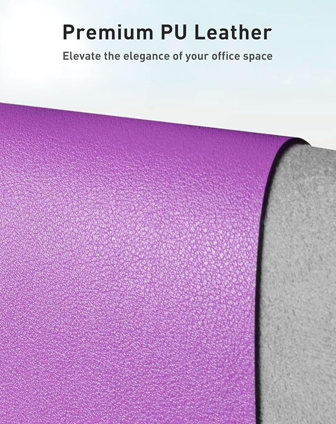 Aothia Faux Leather Desk Mat - Large Mouse Pad, Non-Slip PU Leather Blotter, Waterproof Writing Surface for Office and Home (Iris Violet, 42" x 17")