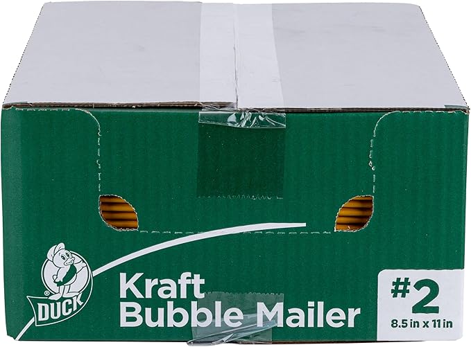 Duck Brand #2 Kraft Bubble Mailer, Manila, 8.5 inch x 11 inch, 25 Pack
