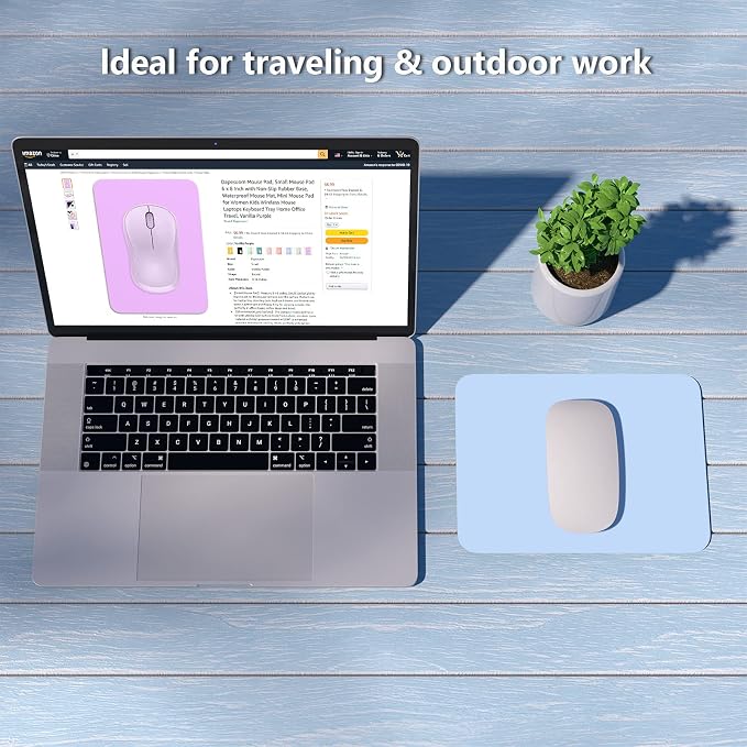 Dapesuom Small Mouse Pad, 6 x 8 Inch Thick Rubber Premium-Textured Non-Slip Portable & Washable Mini Mouse Mat for Women Men Wireless Laptops Keyboard Tray Gaming Work Computer Office Travel, Sky Blue