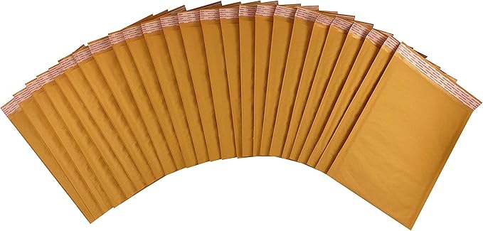 Amazon Basics Kraft Bubble Self-Seal Padded Mailing Envelopes, 10.5" x 16" (Internal Size 10.25" x 15"), Shipping Packaging, Brown, 25-Pack