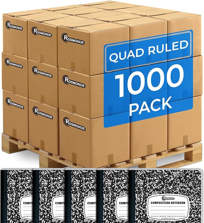 1000 Pack Bulk Graph Paper Composition Notebooks, Quad Ruled Bulk | Composition Notebooks Bulk, Graph Ruled, 100 Sheets (200 Pages), Bulk Notebooks for School & College, 4-7 Days Transit