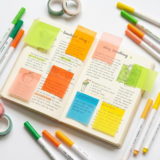 12 Boxes of Transparent Pull-Out Sticky Notes (960 Sheets Total) - Office Stationery Work Accessories with Strong Adhesion, No Residue, 50 Reuses Per Sheet, Suitable for Office Work
