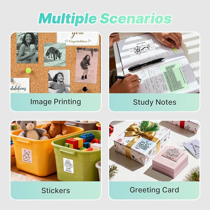 Mini Sticker Printer, PM290 Sticker Maker Machine with 3 Roll Paper | Good Quality, Portable, Smart AI APP, Mini Printer for Study, Gifts for Girls Boys, Back to School Supplies for Teachers