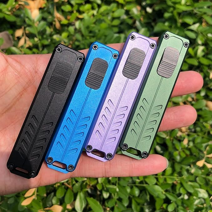 Automatic Utility Knife, Safety Black Box Cutter Retractable, EDC Push Button Knife, Exacto Scalpel Knife, 10PCS #23 Razor Blades Pocket Knife with Clip (Blue)