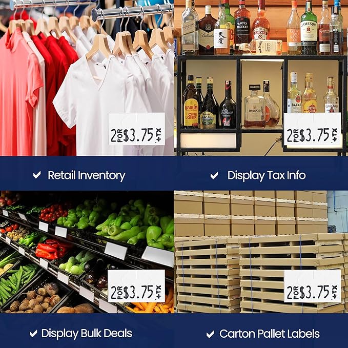 Perco White Pricing Labels for Monarch 1131 Price Gun – 3 Sleeves, 24 Rolls Value Pack - 60,000 Price Marking Labels – with Ink Rolls Included