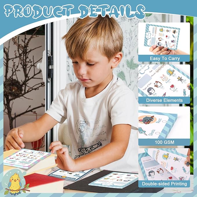 Kids Pretend Play Notepads 4X6 In Pretend Play Notebooks Playtime Notepads Variety Role Play Game Accessories Pages Each for Kids Toddlers 3-5(3,Blue)
