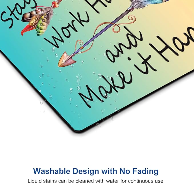 Inspirational Mouse Pad, Stay Positive Work Hard Motivational Mouse Pad for Women, Square Waterproof Non-Slip Rubber Base Office Laptop Mousepad