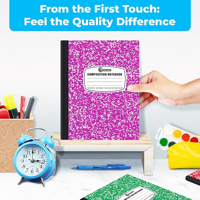 50 Pack Composition Notebooks Bulk Wide Ruled, Bulk Notebook | Bulk Marble Composition Notebook, 200 Pages (100 Sheets), 9-3/4 x 7-1/2, Hard Cover, Bulk Notebooks for Office & School