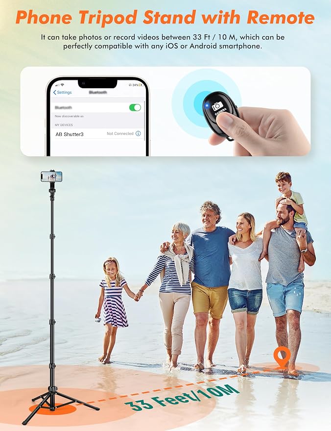 71" Tripod for iPhone, Phone Tripod Selfie Stick with Remote | Cell Phone Stand & Tall Travel Tripod for Recording Video Selfie Photo, Compatible with iPhone 17 16 15 14 Pro Max 13 Android