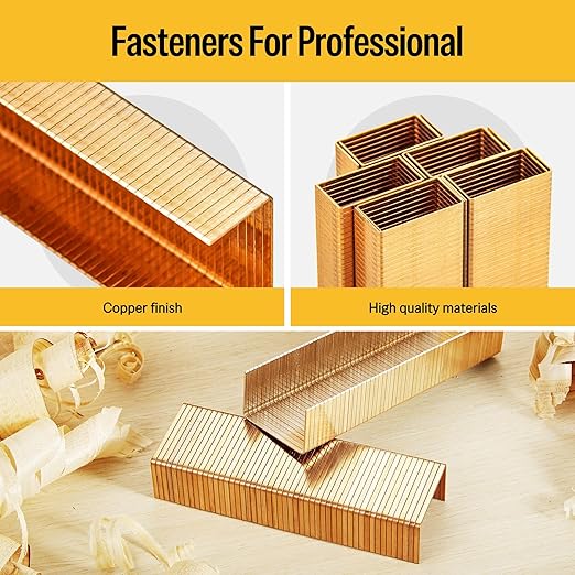meite Carton Closing Staples 16 Gauge 1-3/8" Wide Crown 3/4" Leg Copper-Coated Carton Staples for Pneumatic or Manual Box Stapler Gun - Cardboard Closer Packaging (8,000PCS)