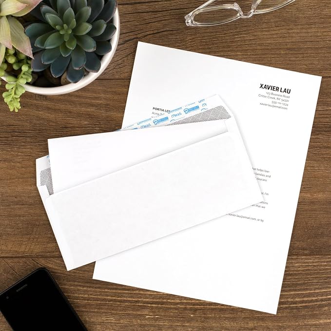 Mead #10 Security Business Envelopes Letter Size 4-1/8" x 9-1/2" – Peel and Seal, Privacy Lined, No-Window, Press-It Seal-It Self-Adhesive for Home & Office Mailing, 200 Count (742020) (Pack of 12)