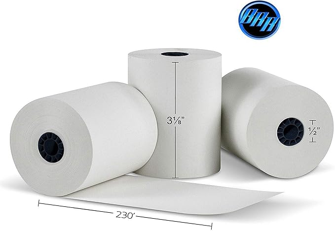 (10 Rolls) 3 1/8 x 230 thermal paper square POS cash register thermal receipt paper rolls bpa free BuyRegisterRolls