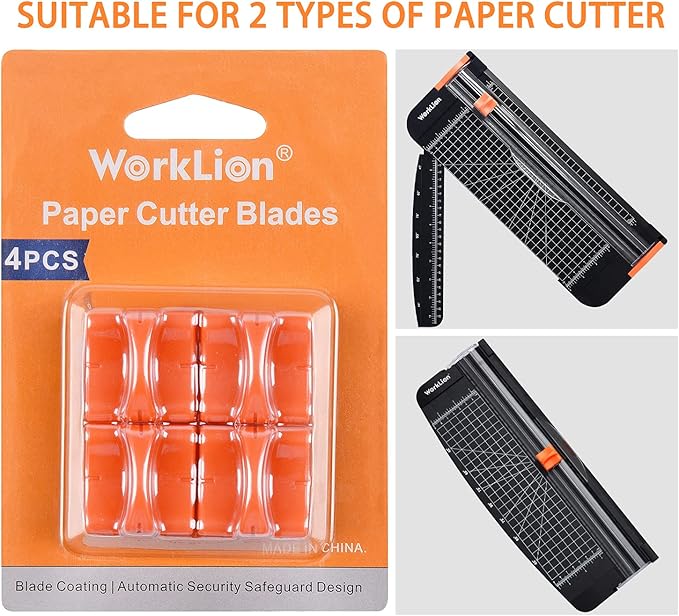 WORKLION Replacement Blade for Paper Cutter with Automatic Security Safeguard, Paper Trimmer Blades Refill(4 Pack)