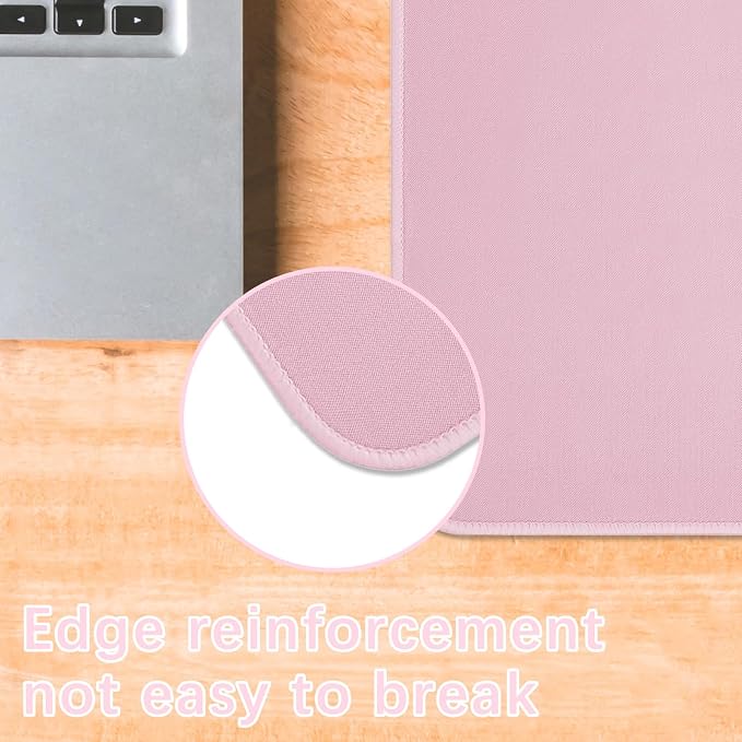2 PCS Pink Mouse pad Bulk with Stitched Edge,10.2x8.3inches 3mm Thickness Premium Textured Non-Slip Rubber Base Washable for Office and Home Use