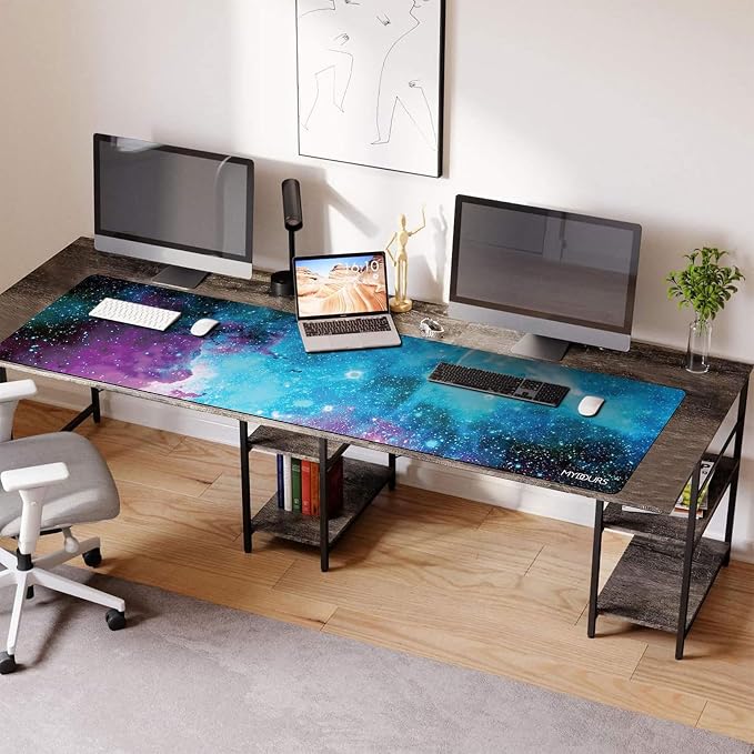Mydours 48" x 24" Gaming Mouse Pad, XXXL Full Desk Pad (Purle Universe) | Non-Slip Rubber & Smooth Fabric, Computer Pad Protector, Extended Desk Mat for Gaming, Office, Home, Workingg