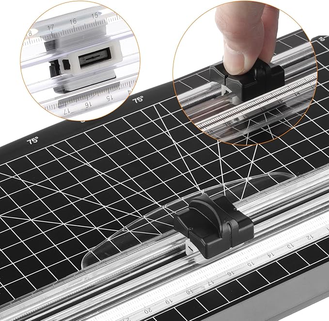 Firbon 5 Pieces Black Replacement Blade with Automatic Security Safeguard Design for Paper Cutter Trimmers