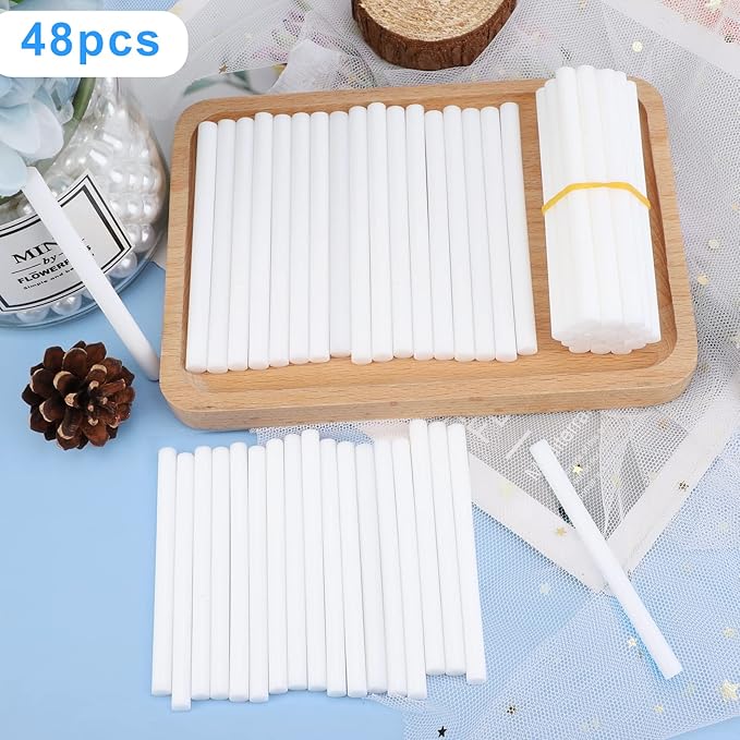 Manarty White Hot Glue Sticks, 48 PCS 0.27" Dia x 4" Long Mini Hot Melt Glue Sticks Colored, Adhesive EVA Glue Sticks for Sealing Repairing Stamp DIY Art Handmade Car Craft Decoration Office Project