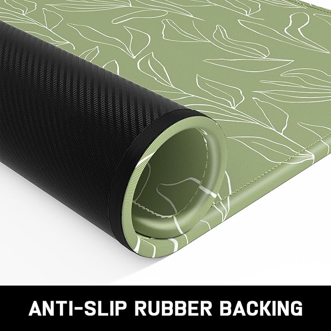 Mouse Pad, Minimalism Marble Style Computer Pad, Anti-Slip Rubber Mouse Mat with Stitched Edges for Gaming, Office, Laptop, PC, Women, 9" x 8" Thick 3 mm, Greenleaf-02