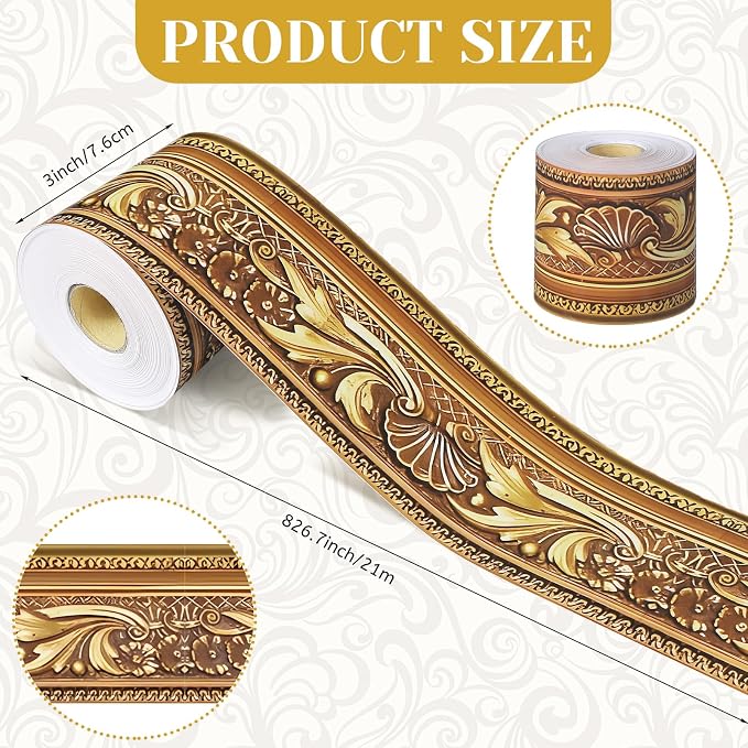 Outus 68ft Frame Bulletin Board Border Die-Cut Rolled Trim,Sumptuous | Straight Picture Frame Border, Vintage Style Classroom Chalkboard Decor, Trimmable School Office Party Displays
