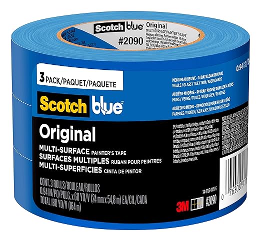 ScotchBlue Original Multi-Surface Painters Tape - 1" x 60 Yds, Blue, 3 Rolls (Pack of 8)