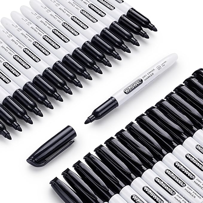 Dry Erase Markers Bulk, 15 Pack Black Fine Tip Whiteboard Markers, Fine Point, Low Odor Dry Erase Markers for School Office Home, Non-Toxic Easy Clean
