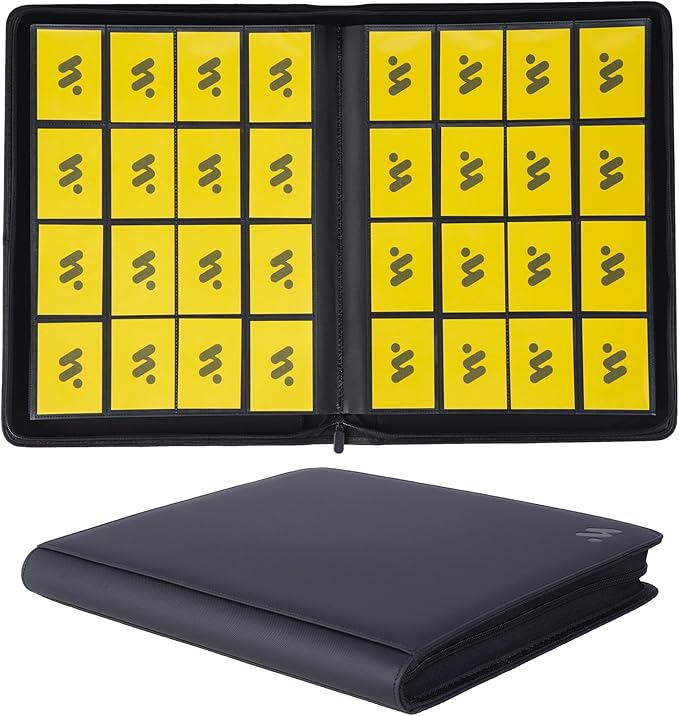 Premium 16 Pocket Trading Card Binder,1024 Card Capacity Card Binder Ringless Design with Zipper Side Loading Trading Card Album Folder for MTG, Sports Cards & TCG - Black