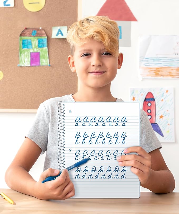 Dunwell 1 Subject Spiral Notebook, Blue Plastic Cover, 100 Sheets (200 Pages) 8x10.5 Paper, Wide Ruled Composition Notebooks with Poly Pocket Dividers, 3-Hole Punch Perforated Pages | 100 Sheets (200 Pages), Wide Ruled Paper, Poly Pocket Dividers, 3-Ho...