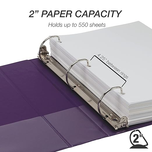 Samsill Durable 2 inch 3 Ring Binder, D Ring Binder, 100% Recycled Chipboard, Fashion Assortment, 4 Pack