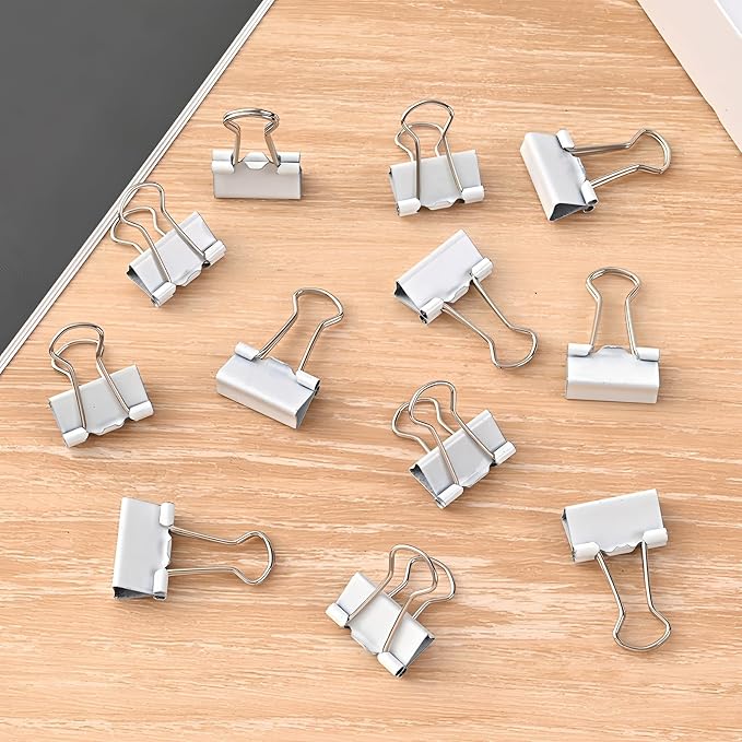 50 Pack Medium White Binder Clips 1 Inch (25 mm), Colored Paper Clamps, Middle Size Paper Clips for Office Home School Business 1"