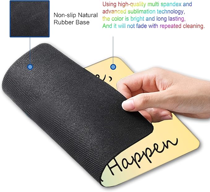 Inspirational Mouse Pad, Stay Positive Work Hard Motivational Mouse Pad for Women, Square Waterproof Non-Slip Rubber Base Office Laptop Mousepad