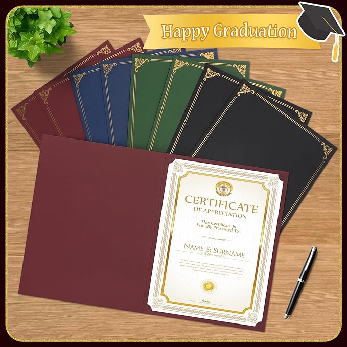 Ndsox 30 Packs Burgundy Certificate Holders, Graduation Diploma Holders, 350GSM, Diploma Covers with Gold Foil Border for Letter Size 8.5" x 11" Award Certificate Paper, Cardstocks and Documents