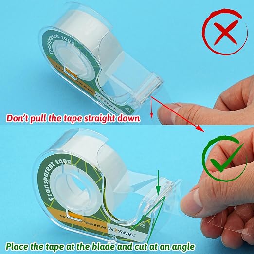 WOSWEL Tape Refills with Dispenser, 24 Roll Transparent Tapes, 3/4 Inch X 600 in, Gift Wrapping Tapes Supplier for Home School Office Use